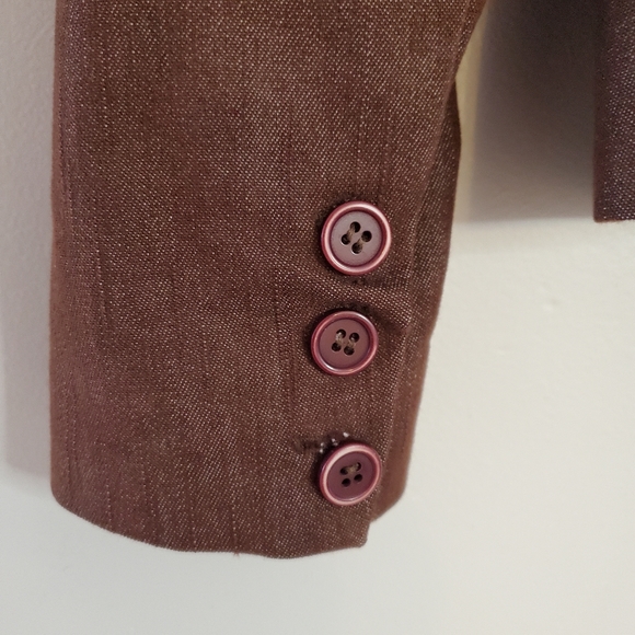 Izzue womens blazer suit jacket XS brown lined pocket button collar - Picture 6 of 7